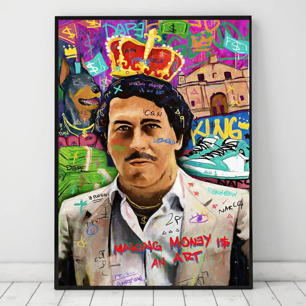 Classic Pop Street Graffiti Abstract Wall Art Gangster Godfather Smoking HD Oil On Canvas Posters And Printed Living Room Decor
