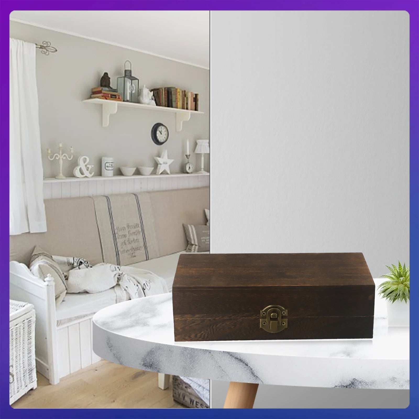20*10*6 Cm Rectangular Durable Wooden Storage Box Retro Jewelry Box Gift Box Desktop Organizer Clamshell Container