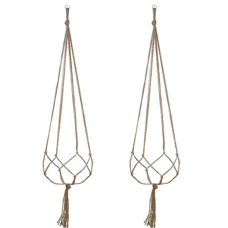 Gardening Green Plant Hanging Basket Cotton Rope Hanger Flower Pot  Handmade Macrame Pot Pocket Wall Boho Courtyard  Home Decor