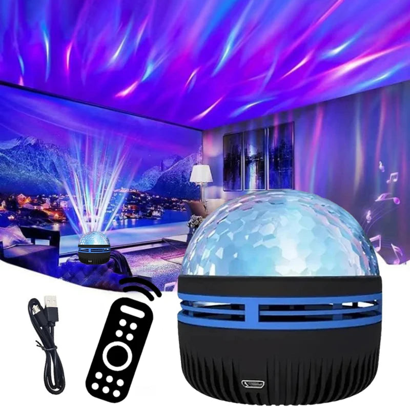 LED Northern Lights Night Light RGB Projection Lamp USB Plug-in Use Remote Control Projection Night Lamp for Home Bedroom Decor