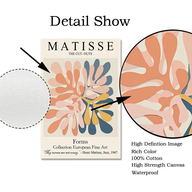 Abstract Wall Art Matisse Poster Line Face Coral Leaves Posters and Prints Canvas Paintings for Interior  Pictures Room Decor