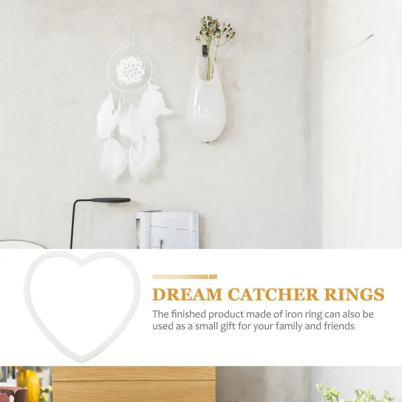 20/10 Pcs Heart Shaped Dream Catcher Rings Acrylic Crafts Floral Wall Hanging Wreath Macrame Handmade Accessories