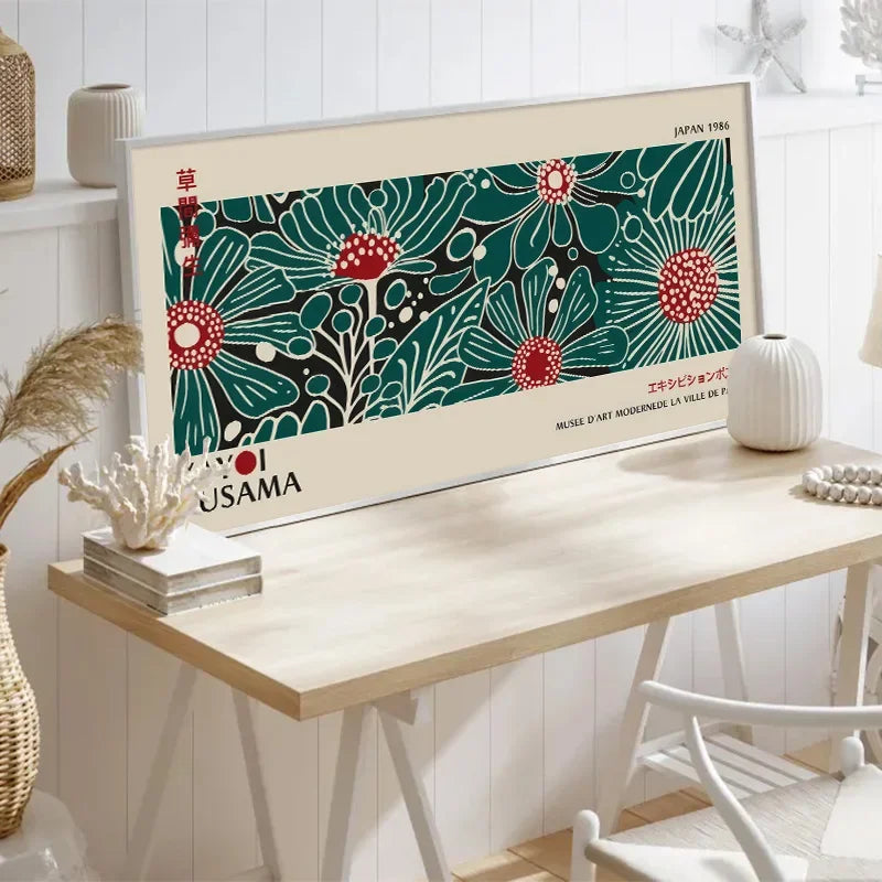 Abstract Yayoi Kusama Flower Exhibition Art Poster Vintage Japanese Print Canvas Painting Modern Room Large Size Wall Home Decor
