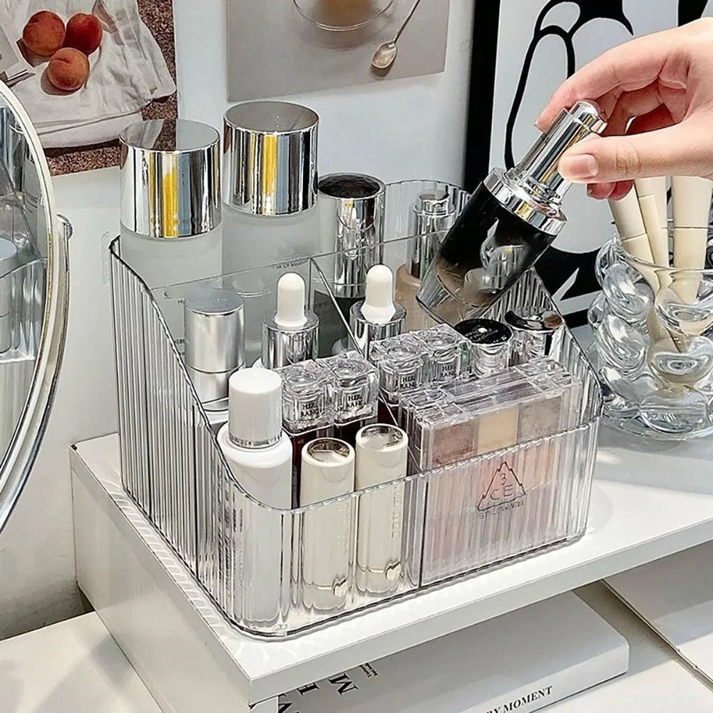 Transparent Makeup Organizer New 3/4-Slot Lightweight Vanity Case Washable Plastic Versatile Storage Box