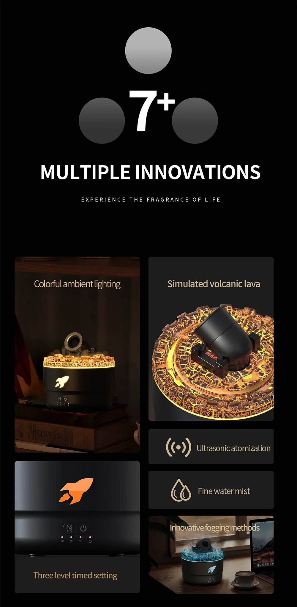 Cannon Aromatherapy Diffuser Jellyfish Spray Air Humidifier 7Colour Gradient Night Light Ultrasound Essential Oil Arome Diffuser