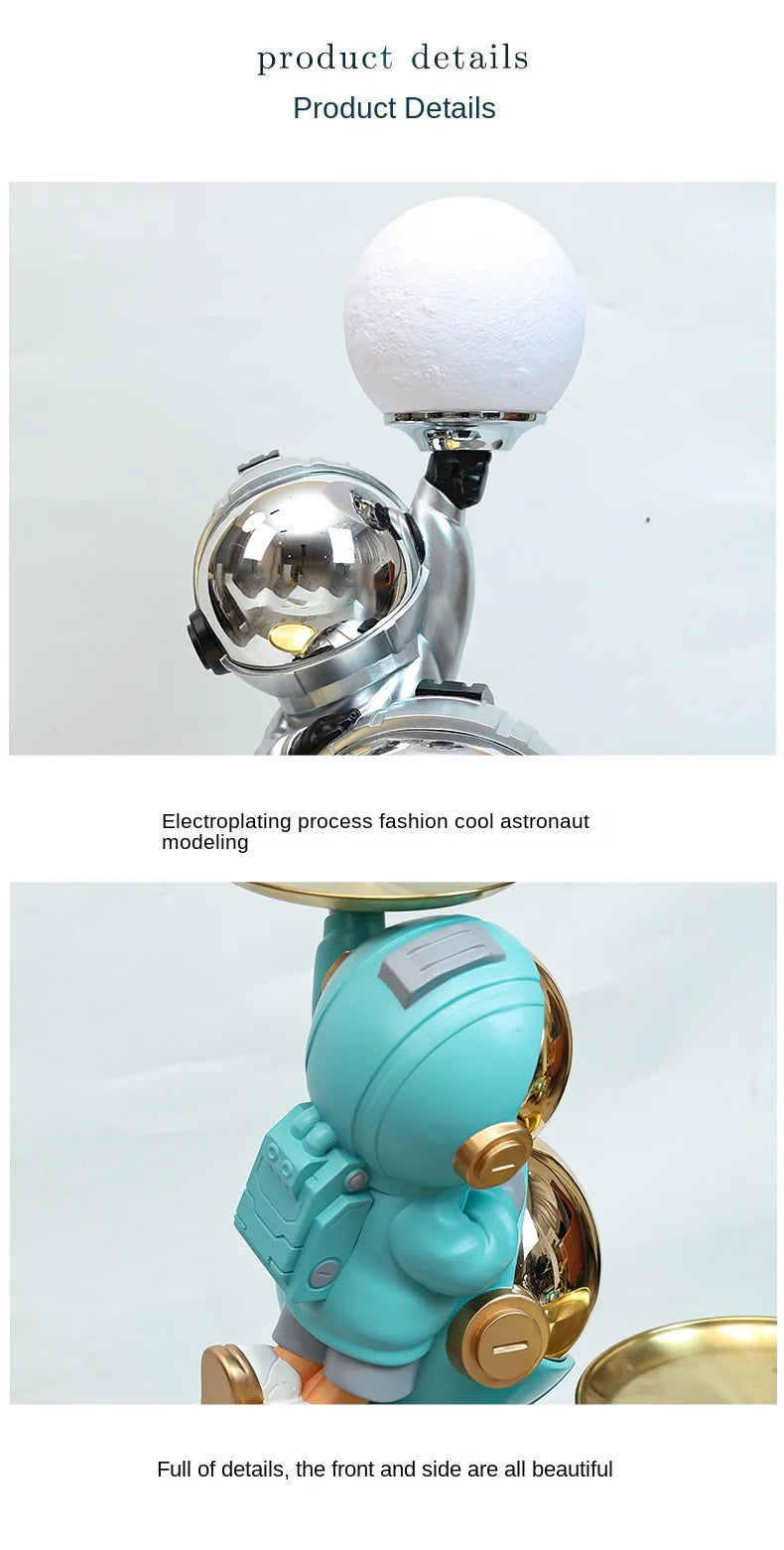 76cm Creative Astronaut Tray Storage Landing Ornament Moon Light Balloon Statue Resin Living Room Bedroom Home Decoration Gift