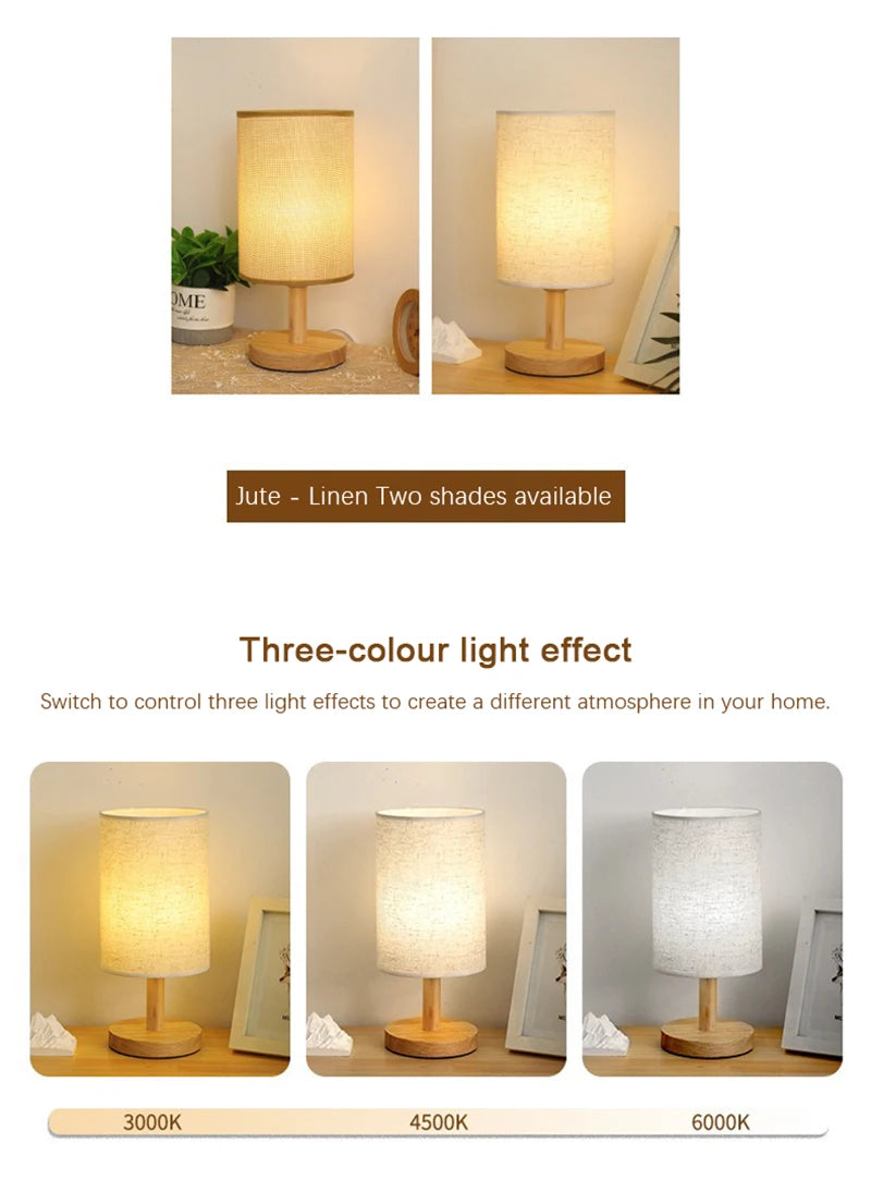 LED Table Lamps Simple Chinese Style Decoration Lamp Dimmable USB Plug Night Light Fabric Lampshade Bedroom Bedside Lighting