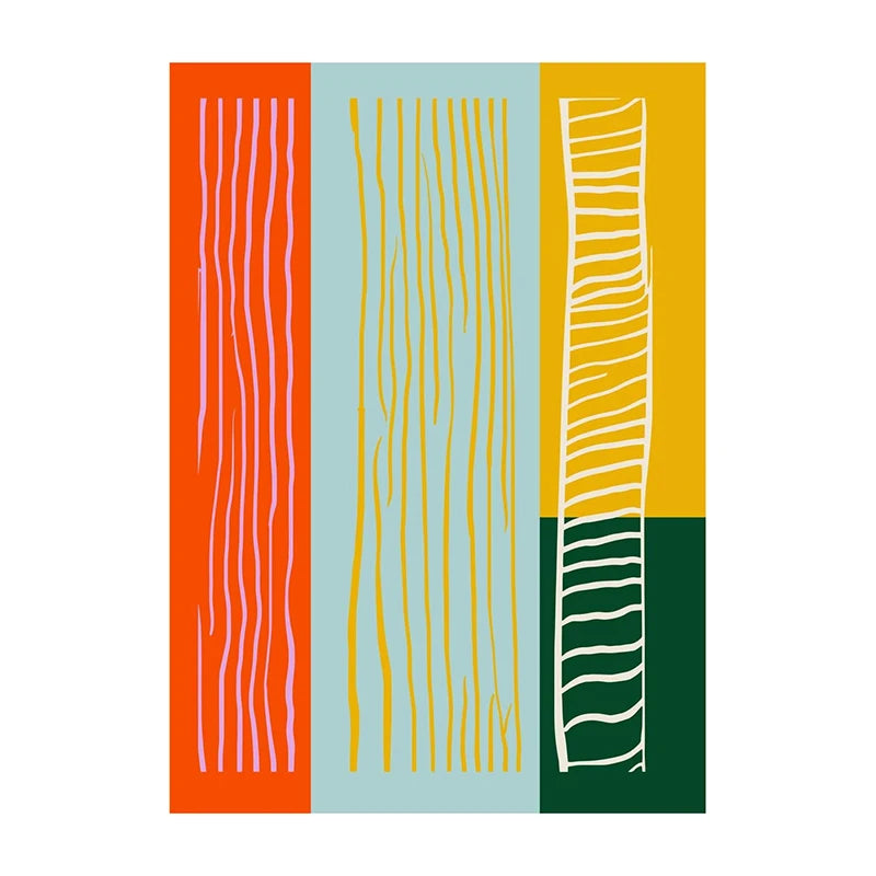 Abstract Shapes and Lines Canvas Paintings Retro Geometric Lines Poster and Print Minimal Art Wall Art Picture for Home Decor