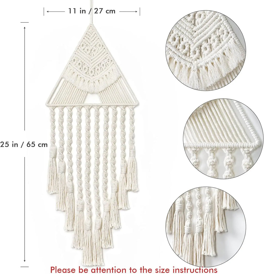 Macrame Dream Catcher Wall Hanging Decor Brown Triangle Woven Tassel Tapestry Art Boho Apartment Bedroom Door Home Decoration