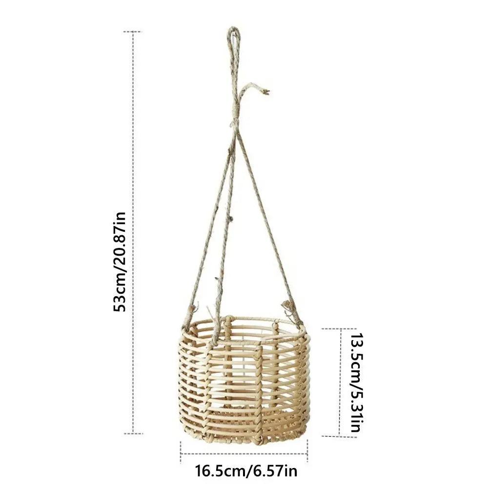 Beige Hanging Weaving Flowerpot Rope Woven Hanger Box Planter Home Decoration Plant Hangers Storage Basket Indoor Outdoor