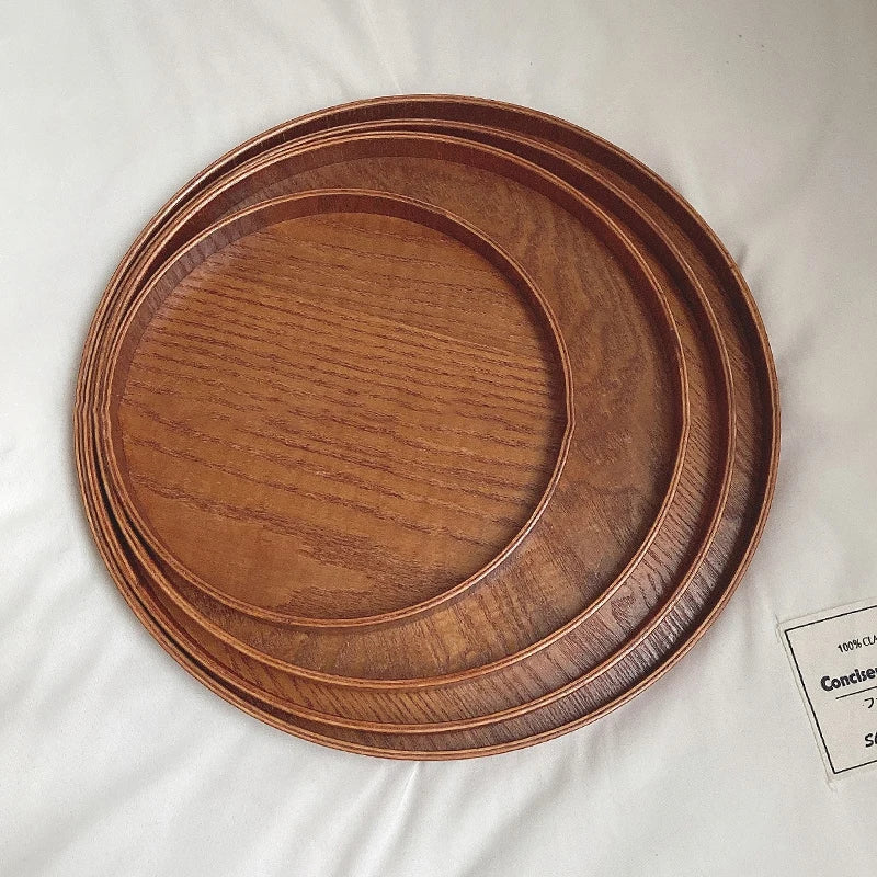 Table Decoration Tray Wooden Round Tray Decorative Trays Snack Plate Sundries Display Organizer Desktop Decorative Plate