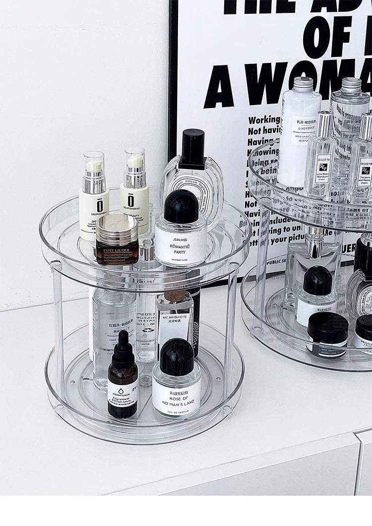 360° Rotatable Desktop Cosmetic Rack Bathroom Shelf Large-capacity Perfume Aromatherapy Skin Care Product Storage Rack Organizer