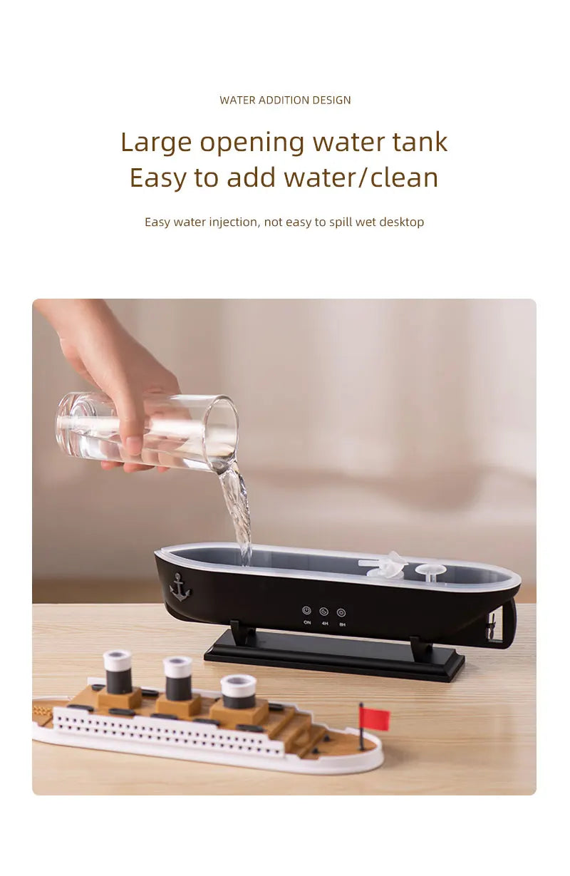 250ml Titanic Ship Model Decoration Air Humidifier Essential Oil Diffuser Jellyfish Smoke Ring Spray Aroma Diffuser For Home