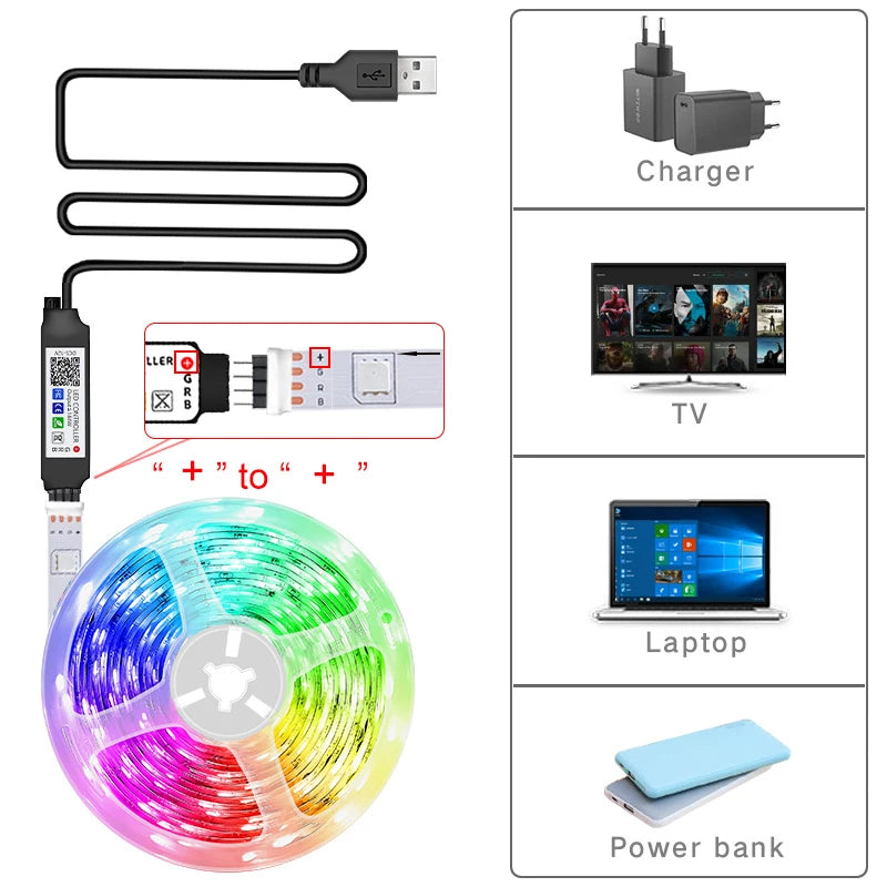 Led Lights for Room RGB Led Strip Color Changing RGB Tape Lights for Home Party Decoration TV Backlight Ribbon