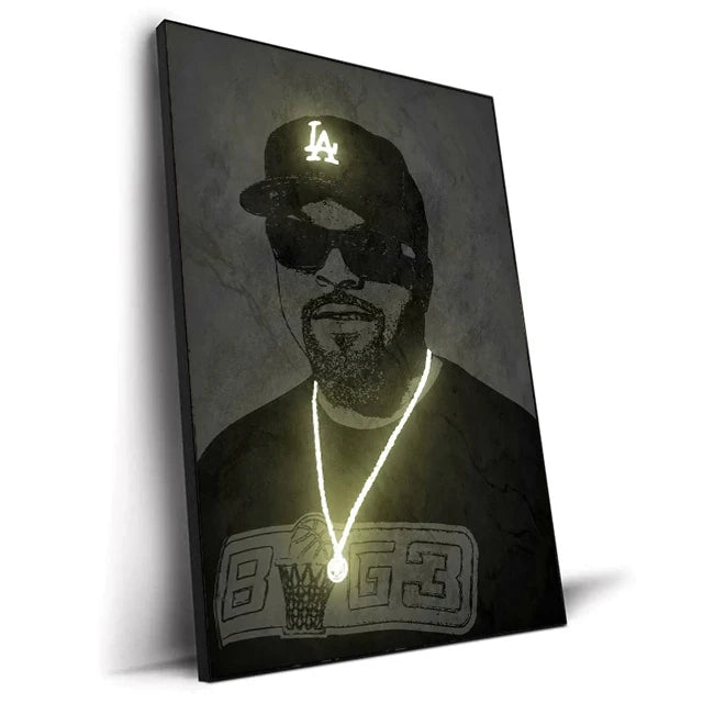Canvas Print Art Poster Abstract Neon Design Rapper Star Canvas Paintings 2PAC Hip Hop Singers Poster Wall Art Bar Home Decor