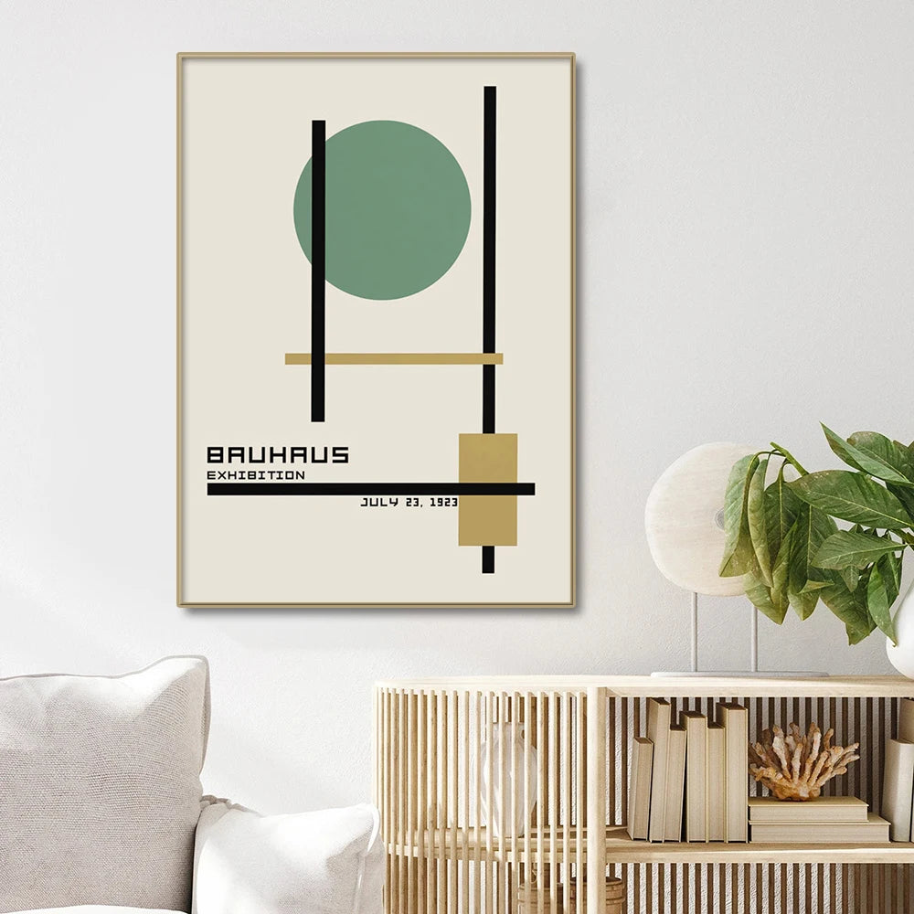 Bauhaus Green Color Block Lines Modern Minimalist Wall Art Posters Prints Canvas Painting Abstract Pictures Living Room Decor