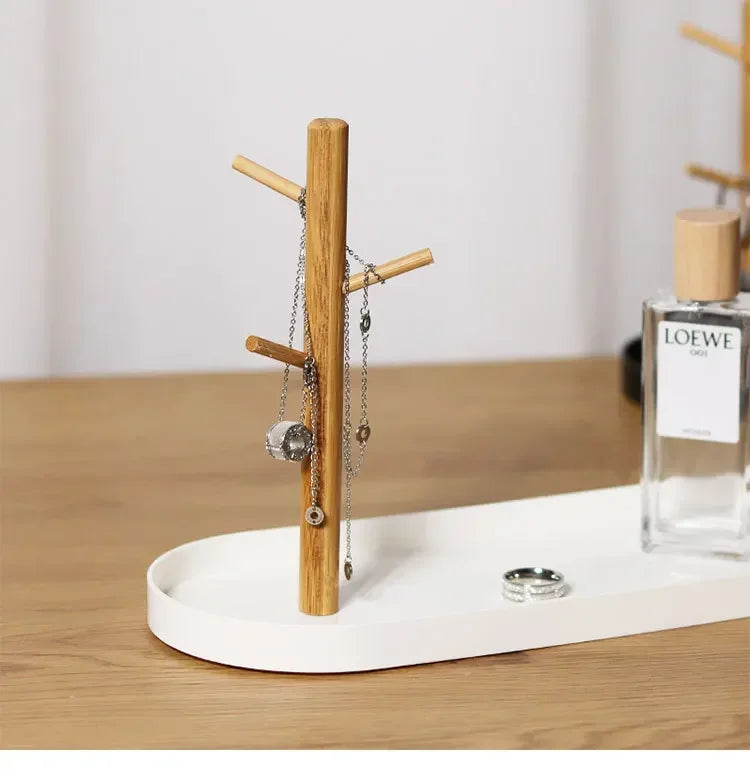 2024 New Nordic Bamboo Tree Branch Storage Tray Living Room Desktop Key Hanger Jewelry Display Frame