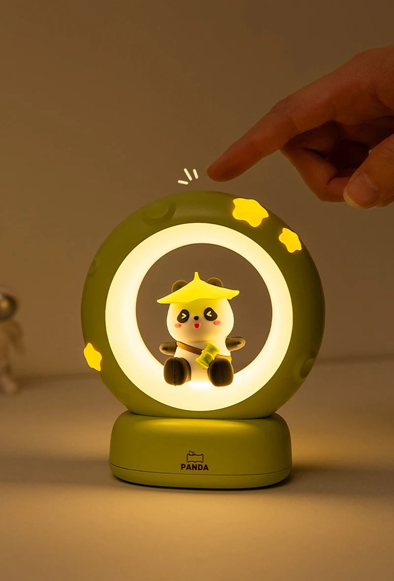LED Night Light Panda Astronaut Bedside Sleeping Night Lights USB charging Silicone Children Gife Eye Protection Lamp Lighting