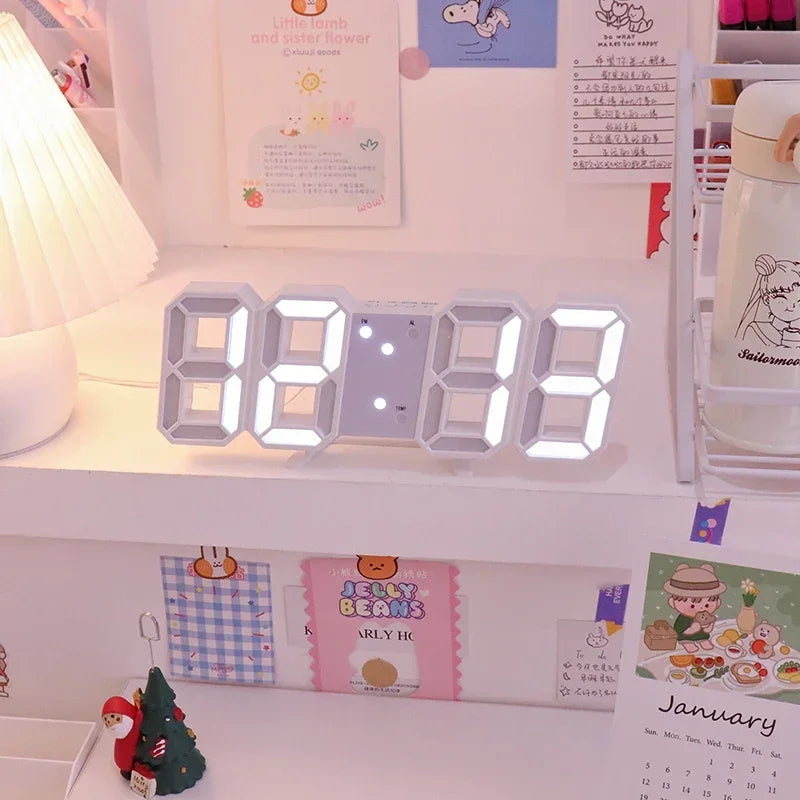 "Modern 3D LED Digital Wall Clock - Stylish Multifunctional Home Decor with USB Power, Perfect for European Interiors"