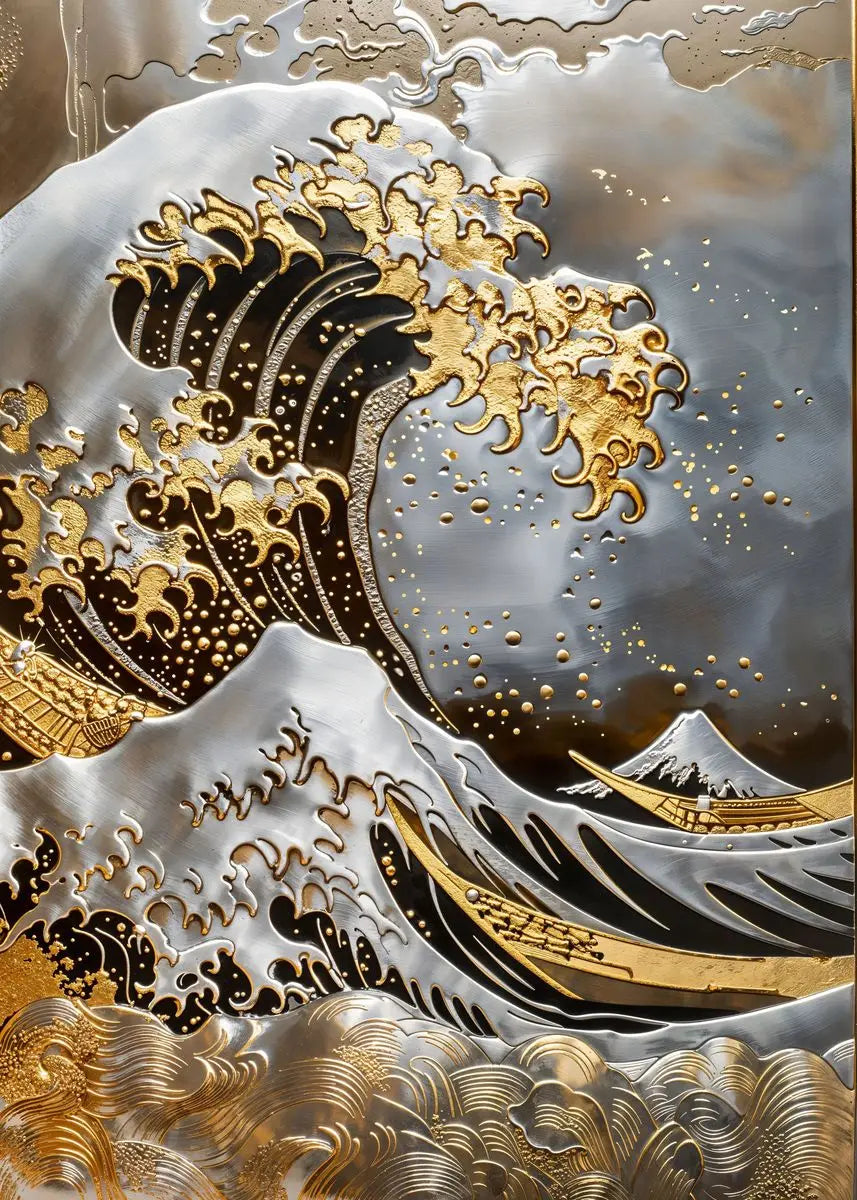 Golden Tree and Moon Abstract Painting Canvas Print, Luxury Wall Art, Minimalist Poster, Asian Style Pictures For Home Interior