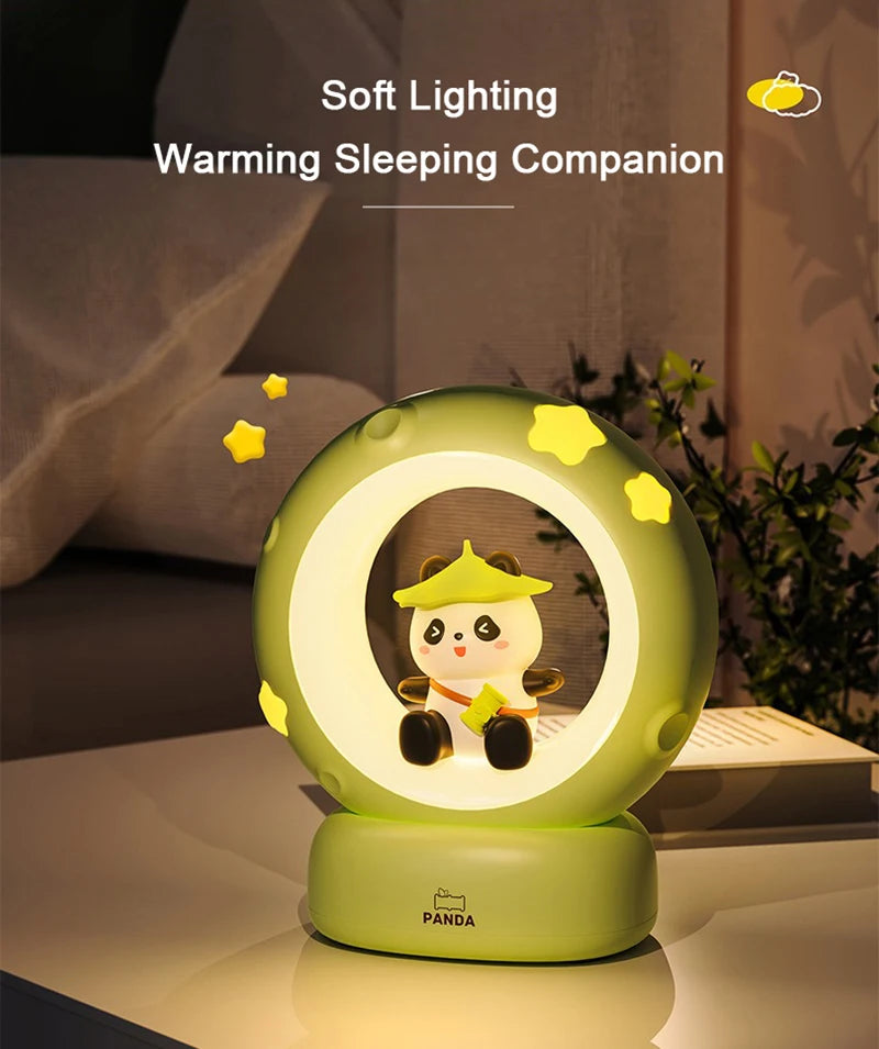 LED Night Light Panda Astronaut Bedside Sleeping Night Lights USB charging Silicone Children Gife Eye Protection Lamp Lighting