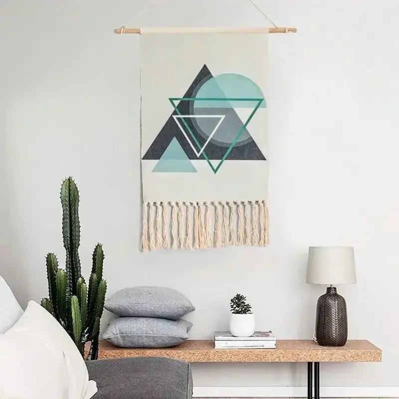 Macrame Wall Hanging Tapestry Nordic Cotton Tassel Handmade Woven Bohemian Geometric Canvas Cloth Home Living Room Boho Decor