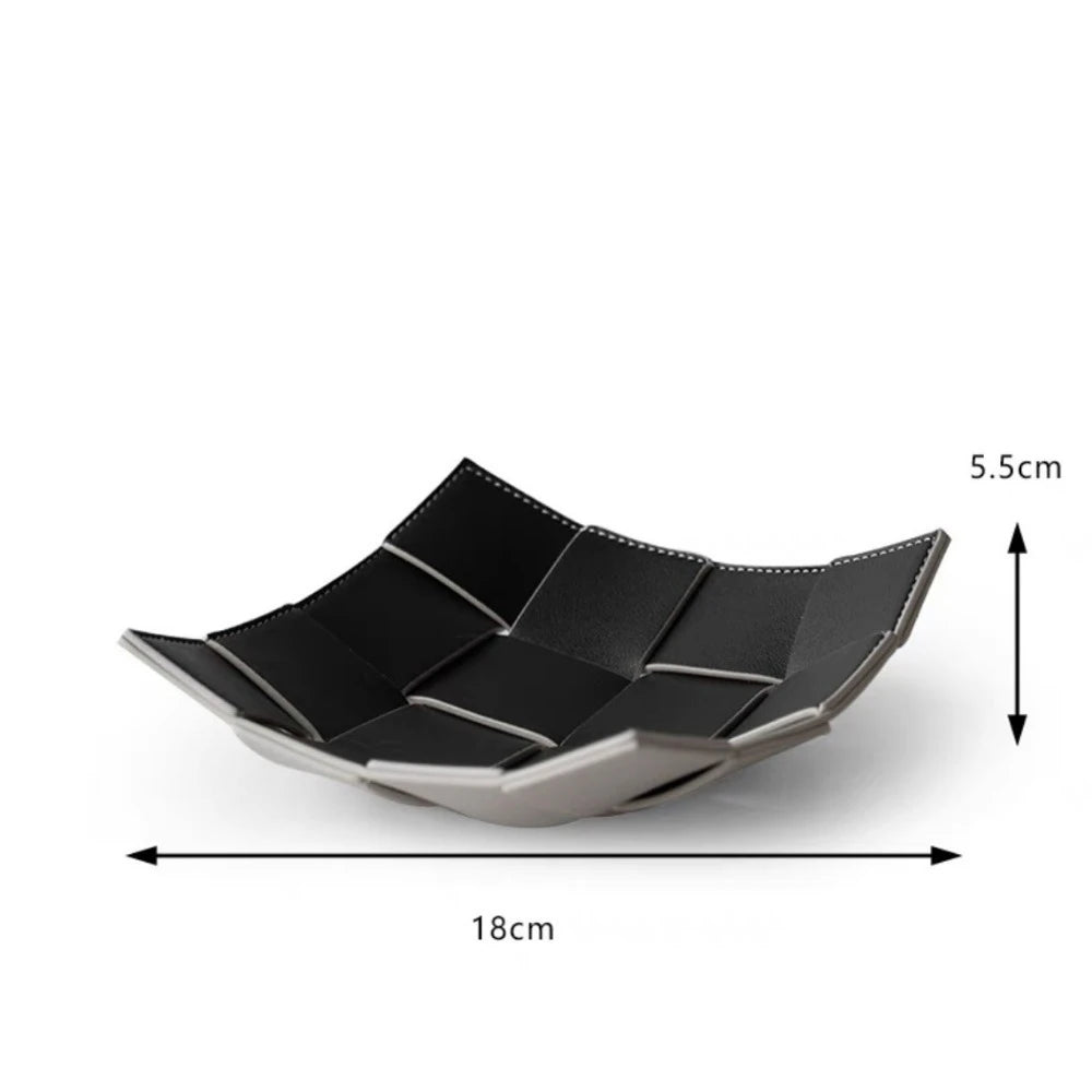 1 Piece Leather Storage Tray Home Appliances Tray Leather Living Room Desktop Woven Storage Tray Trays Decorative  Jewelry Dish