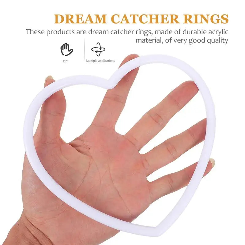 20/10 Pcs Heart Shaped Dream Catcher Rings Acrylic Crafts Floral Wall Hanging Wreath Macrame Handmade Accessories