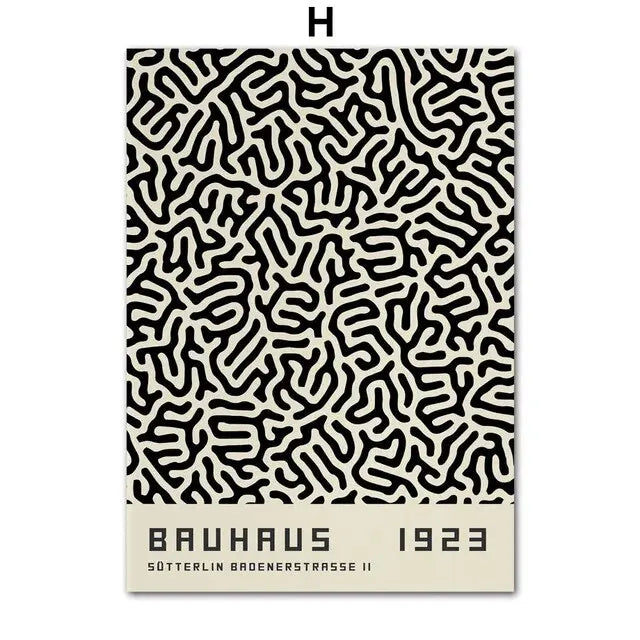 Bauhaus Line Abstract Eye Leopard Black Wall Art, Canvas Painting Poster, Ideal for Living Room Decoration, Unique Home Decor