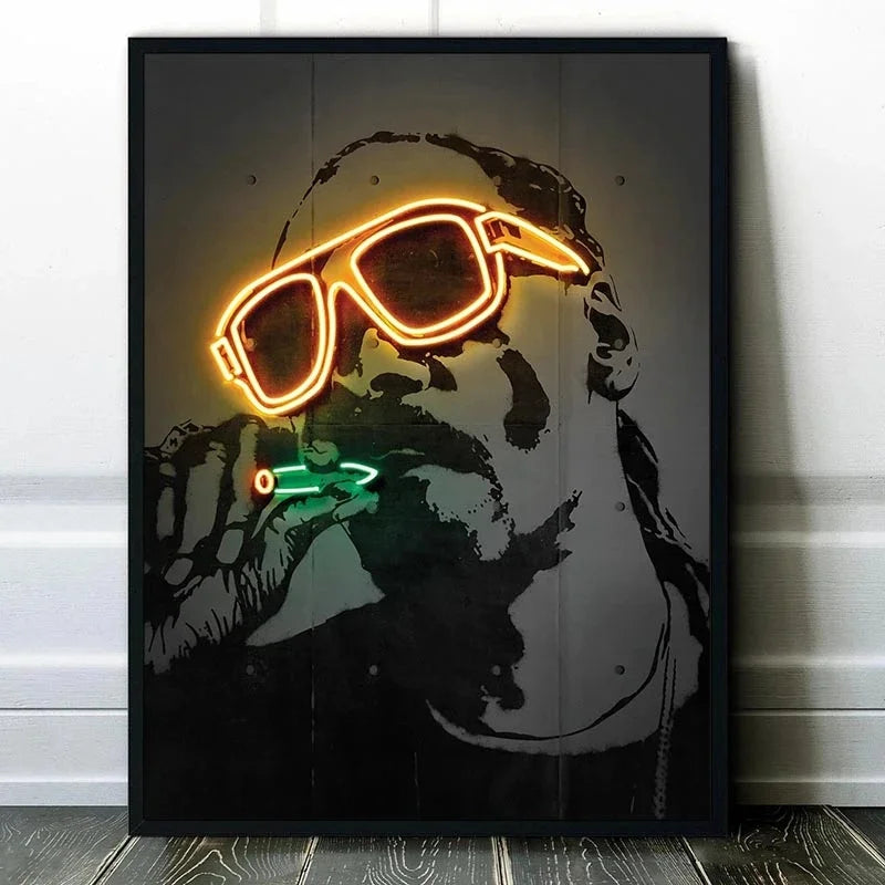 Canvas Print Art Poster Abstract Neon Design Rapper Star Canvas Paintings 2PAC Hip Hop Singers Poster Wall Art Bar Home Decor