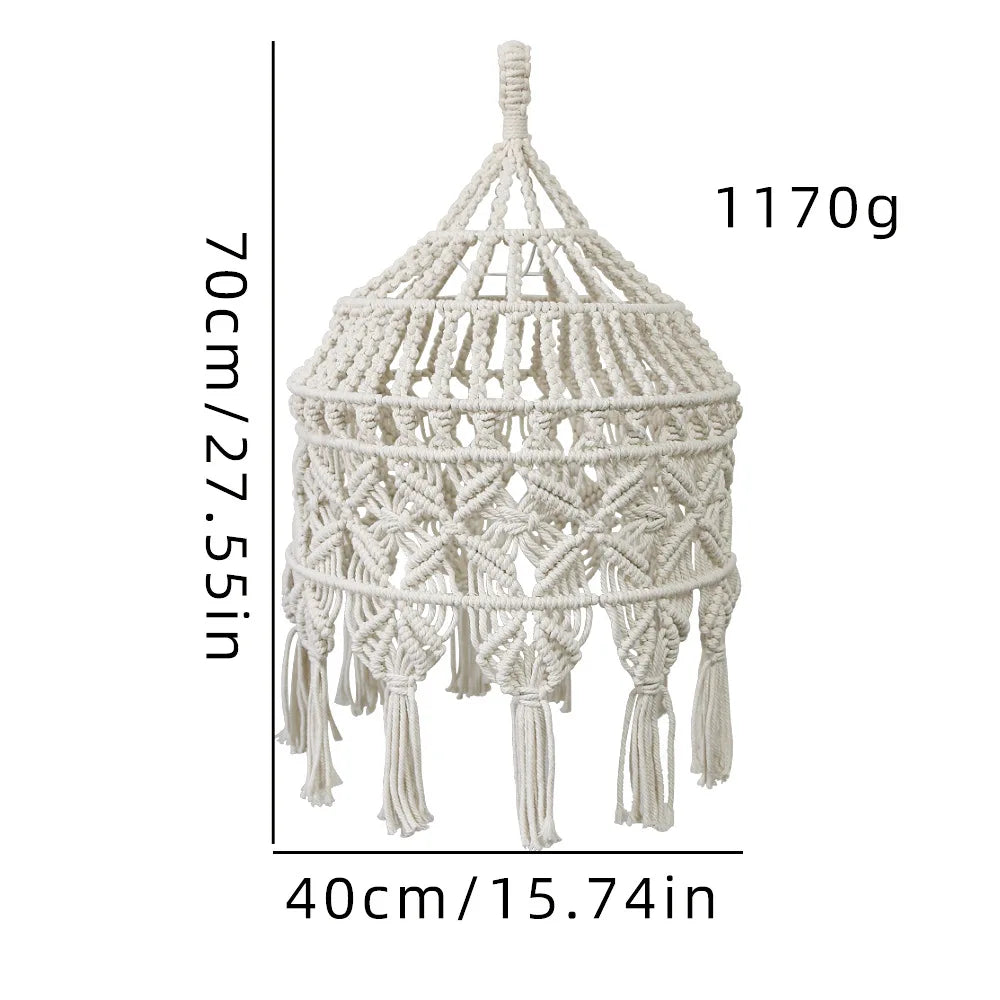 Macrame Lamp Shade Handwoven Portable Creative Tassel Lampshade for Living Room Office Housewarming Gift Dorm Home Decorations