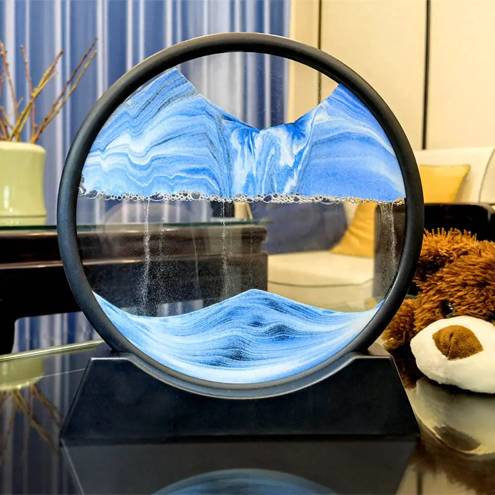 12 Inch 3D Deep Sea Sandscape Creative Hourglass Sand Clock Moving Sand Art Picture Round Glass Quicksand Painting Home Decor