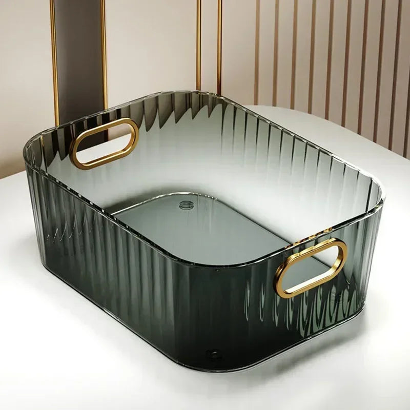 Rectangular Desktop Cosmetic Green Drawer Stackable Storage Box Acrylic Rack Sundries Snack Makeup Practical Storage Basket