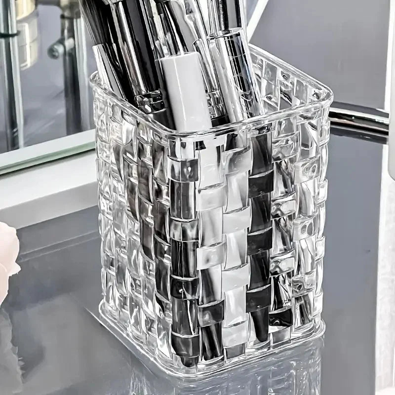 Clear Acrylic Makeup Brushes Storage Box Desk Cosmetic Organizer Lipstick Storage Nail Polish Display Stand Rack Jewelry Case