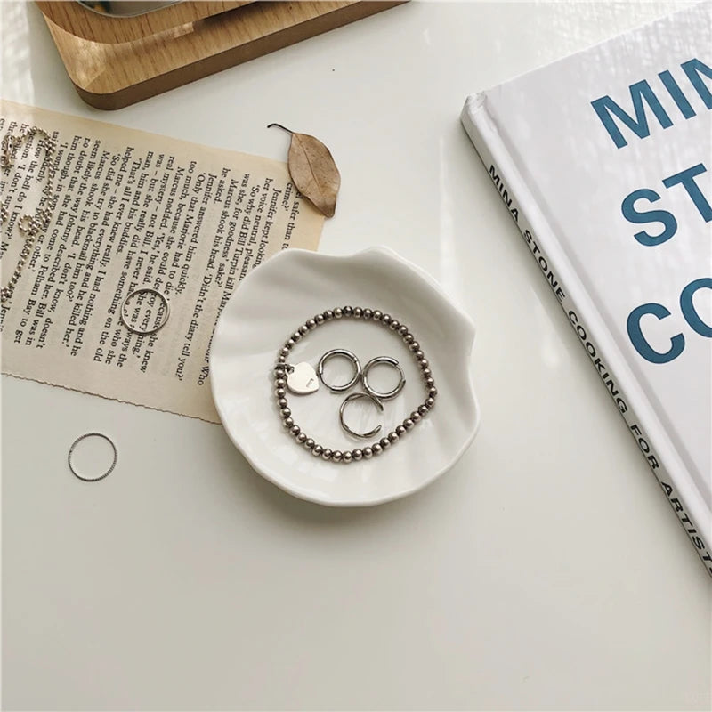 Shell Shaped Jewelry Storage Trays  Trays White Ceramic Plate Storage Dishes Ring Earings Plate Home Decorative Tray Design