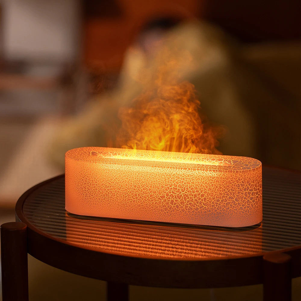 KINSCOTER RGB Flame Aroma Diffuser Air Humidifier Ultrasonic Cool Mist Maker Fogger LED Essential Oil Fire LED Lamp Difusor Gift