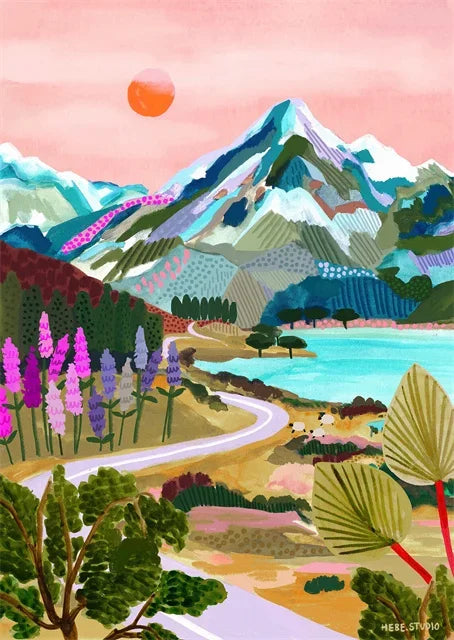 Colorful Travel Mountain City Canvas Painting Posters and Prints Abstract Landscape Wall Art Pictures for Home Living Room Decor