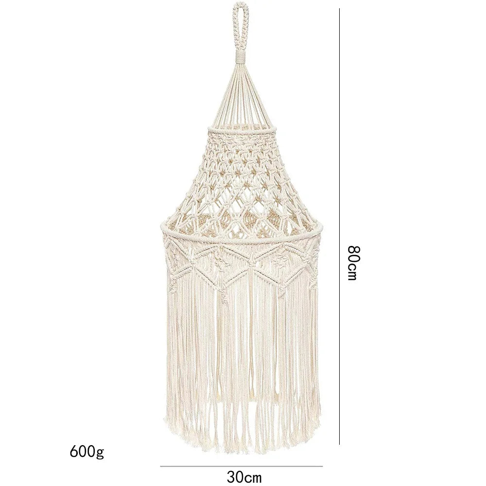 Macrame Lamp Shade Handwoven Portable Creative Tassel Lampshade for Living Room Office Housewarming Gift Dorm Home Decorations