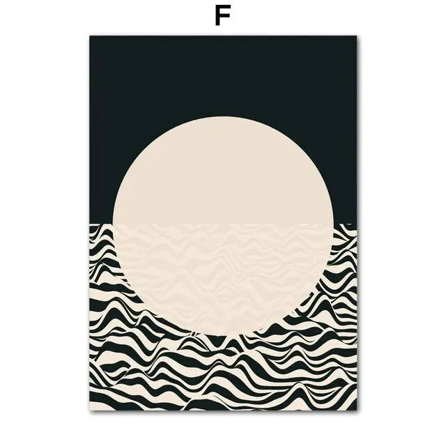 Bauhaus Line Abstract Eye Leopard Black Wall Art, Canvas Painting Poster, Ideal for Living Room Decoration, Unique Home Decor