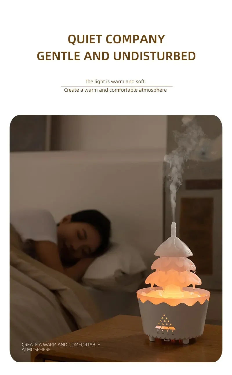 Rain Cloud Aromatherapy Diffuser Ultrasonic Air Humidifier Soothing Water Drops Sound Essential Oil Aroma Diffuser with LED Lamp