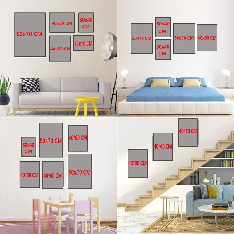 Abstract Shapes and Lines Canvas Paintings Retro Geometric Lines Poster and Print Minimal Art Wall Art Picture for Home Decor