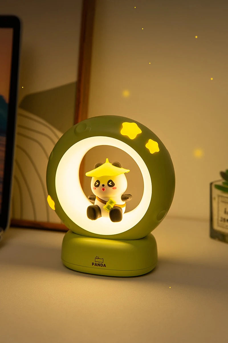 LED Night Light Panda Astronaut Bedside Sleeping Night Lights USB charging Silicone Children Gife Eye Protection Lamp Lighting