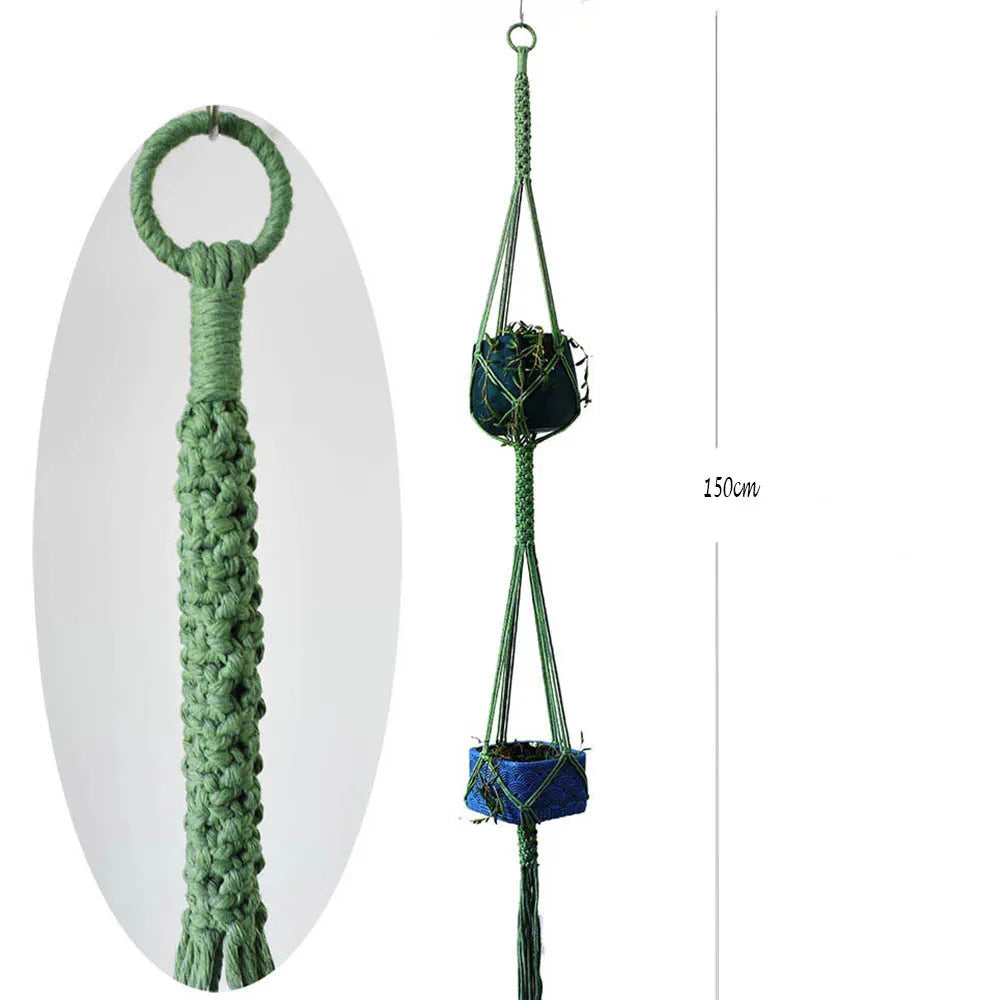 Chic bohemian macrame handmade pot holder  2 tiers flower hanging for indoor decoration