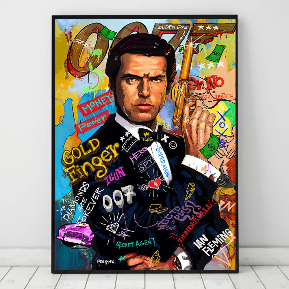 Classic Pop Street Graffiti Abstract Wall Art Gangster Godfather Smoking HD Oil On Canvas Posters And Printed Living Room Decor