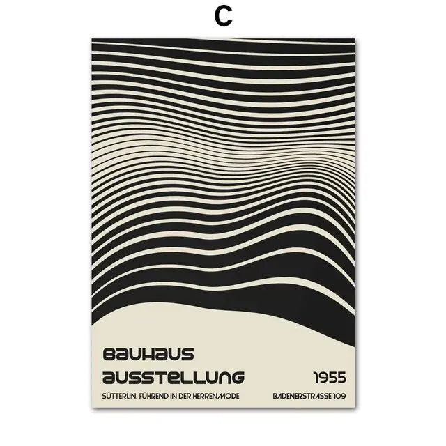 Bauhaus Line Abstract Eye Leopard Black Wall Art, Canvas Painting Poster, Ideal for Living Room Decoration, Unique Home Decor