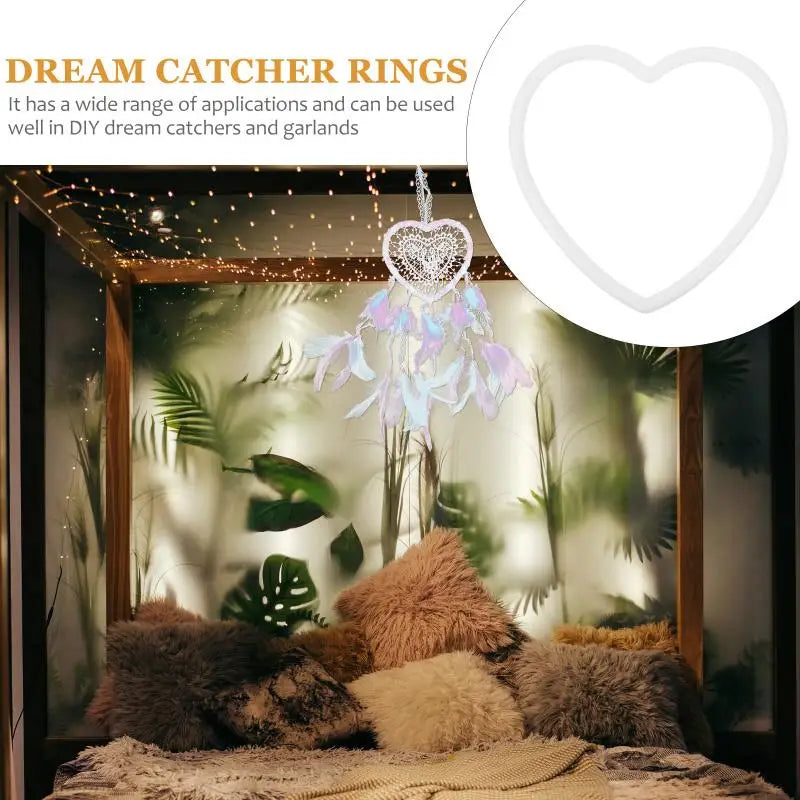 20/10 Pcs Heart Shaped Dream Catcher Rings Acrylic Crafts Floral Wall Hanging Wreath Macrame Handmade Accessories