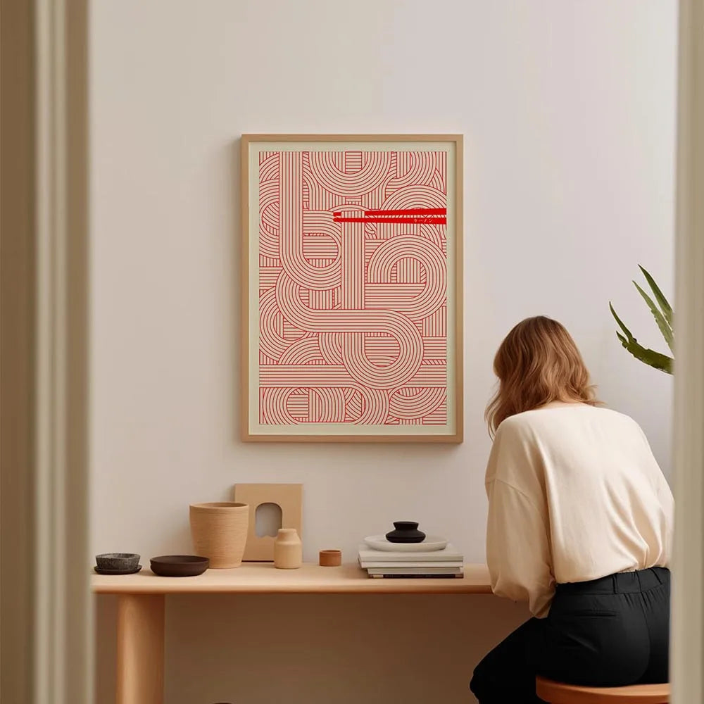 Maximalist Ramen Red Poster Print Murals Abstract Line Wall Art Canvas Painting Posters Kitchen Living Room Home Decoration