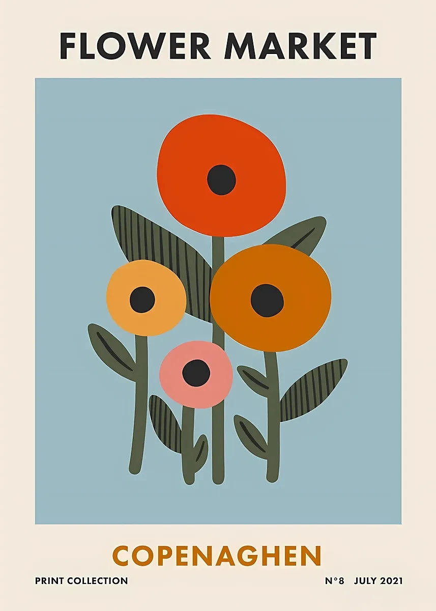 Colorful Retro Flower Market Amsterdam Abstract Poster Boho Flower Shop Sign Prints Canvas Painting Wall Picture Home Room Decor