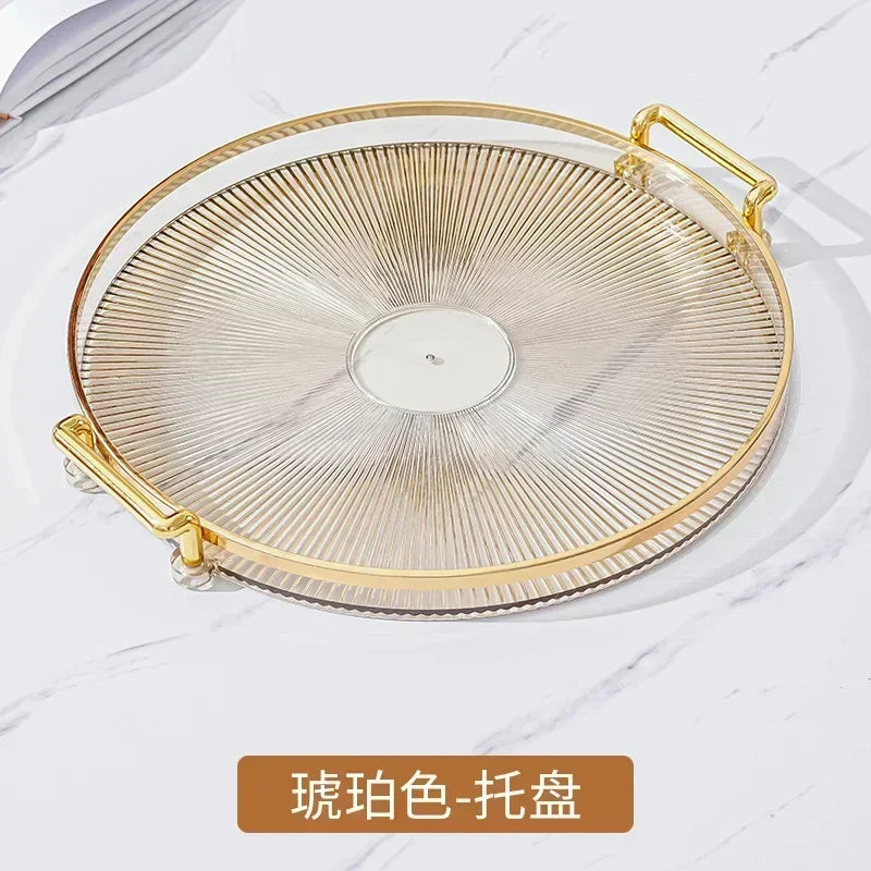1PC Round Storage Tray Home Living Room Coffee Table Tea Cup Storage Plate Acrylic Tray Aromatherapy Organizer Tray Home Decor