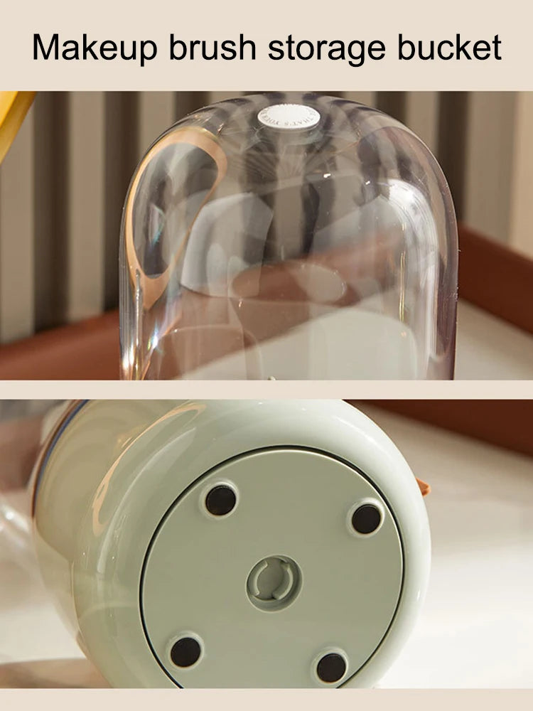 1PC Makeup Brush Storage Bucket Dustproof Hose Cover Partition Can Rotate The Pen Holder Transparent Box Desktop